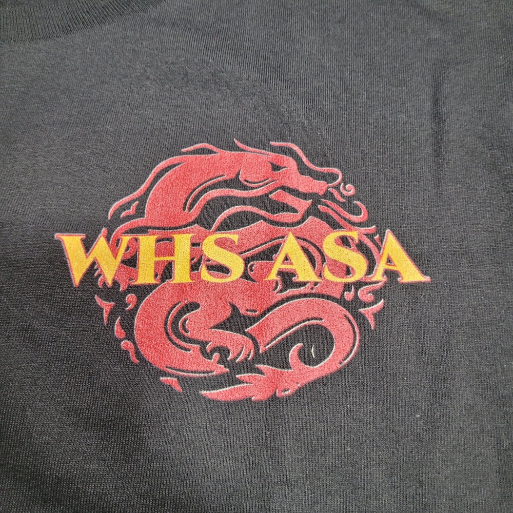 Hanes Authentic L/G Black T Shirt Dragon WHS ASA Graphic Tee Shirt